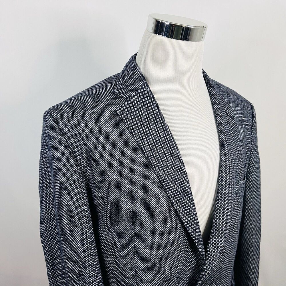 Hugo Boss 46R Janson1 Sport Coat Blue Knit Wool Blend Two Button Double Vented